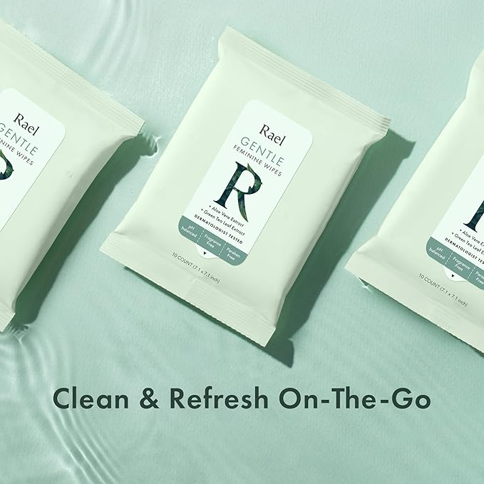 Rael Bundle - Flushable Feminine Wipes (10 Count Pack of 2) and Organic Cotton Cover Pads Extra Long Overnight (12 Count)