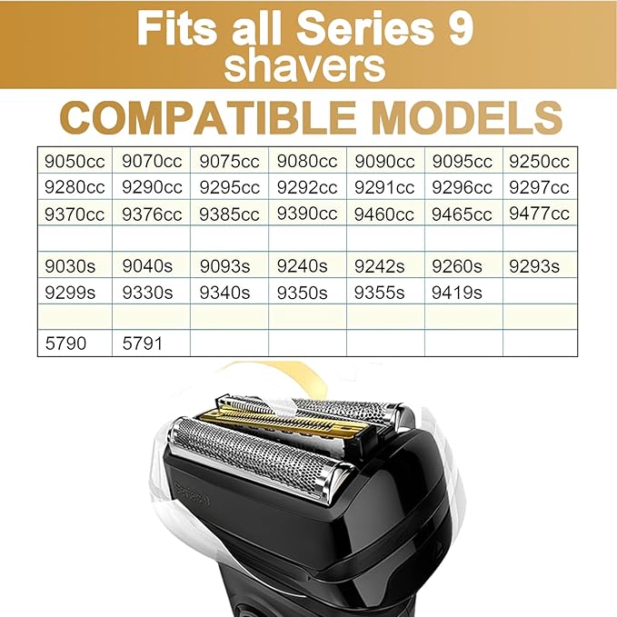 92B Series 9 Electric Shaver Replacement Head Series 9 Shaving Razor Head S9 Foil &amp Cutter Razor Heads Compatible with 9290cc 9291cc 9370cc 9293s 9385cc 9390cc 9330s 9296cc Etc