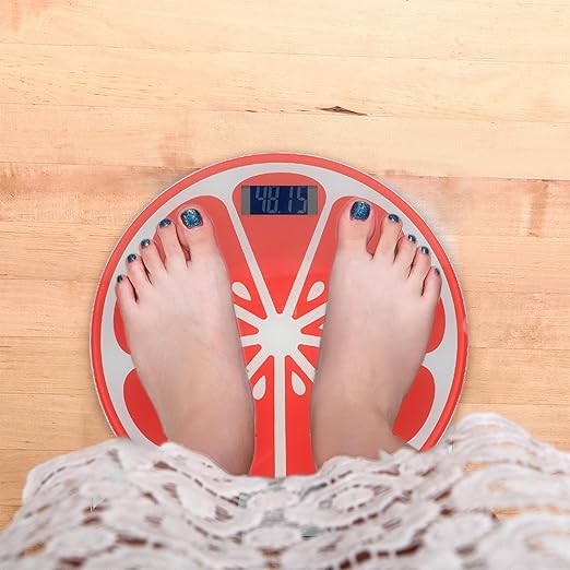 VICASKY Digital Bathroom Scale Watermelon Design Tempered Glass Portable Small Travel Weight Scale for Home Use Without Battery