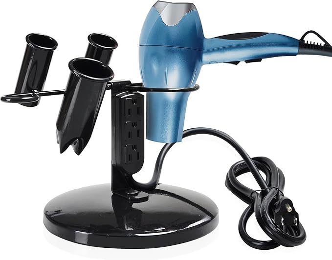 BYOOTIQUE 2 Packs Tabletop Blow Dryer &amp Hair Iron Holder - Salon Appliance Stand w/ 3 Outlets