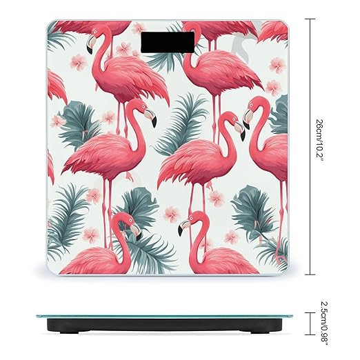 Pink Flamingo Pattern Bathroom Scale Ultra-Bright Liquid Crystal Screen Weight Scale Accurate Bathroom Body Scales for Body Weight Bathroom Pet Home Bedroom Gift-Giving