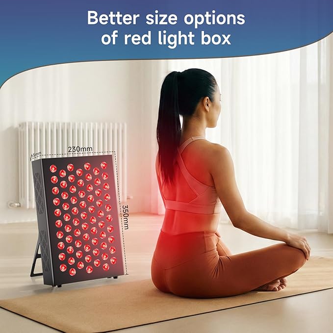 Red Light Therapy Box 5in1 LED with 630-660-810-830-850 Metal Case 3 Modes Red Light Panel with Soft Belt 6 Timing Set - 9 Pulse Modes - 4-Level - Red Light Therapy Panel for Body