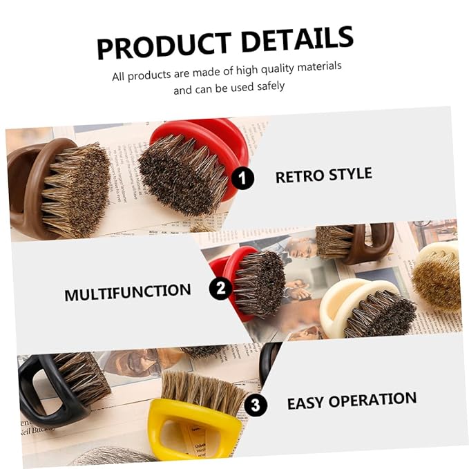 balacoo 8pcs Beard Brush Kit Comb Brush Styling Mustache Portable Handle Horsehair Bristles Soften Skin Ergonomic Design Random Color