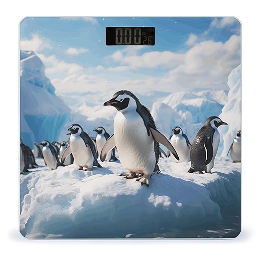 Penguins Bathroom Scale Large LCD Backlight Display Digital Scale Rounded Corners Body Scales Automatic Power On/Off Bathroom Scales for Home Bedrooms