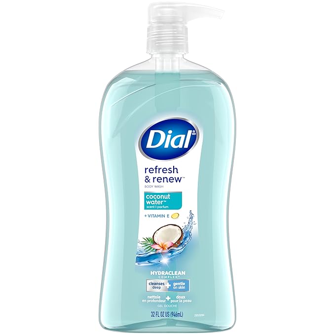 Dial Body Wash Refresh &amp Renew Spring Water 23 fl oz (Pack of 3) + Coconut Water 32 fl oz