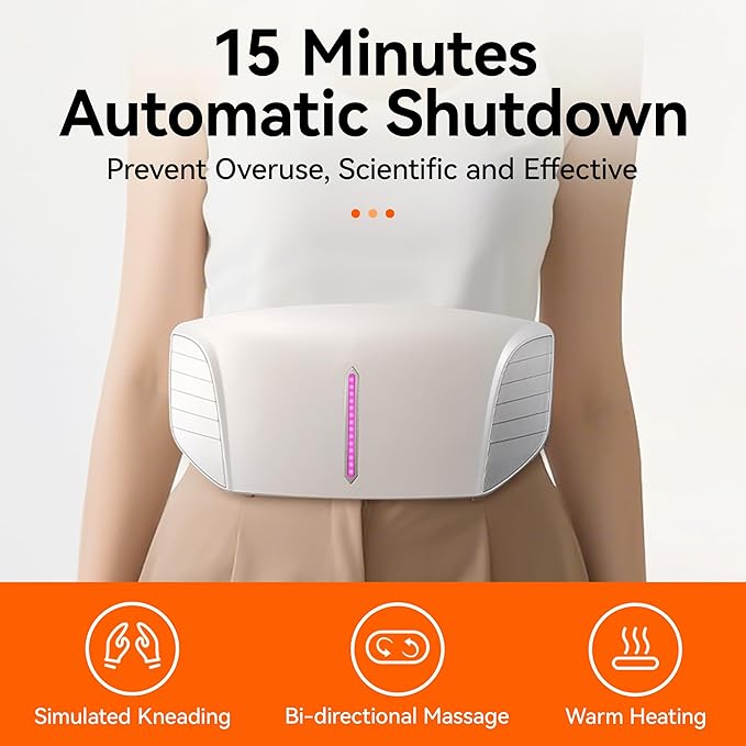 Double Disc Abdominal Massager with Heat Stomach Massager for Digestion Belly Cellulite Massage for Flattening Belly Relieves Discomfort Caused by Bloating ConstipationStomach Pain (White)