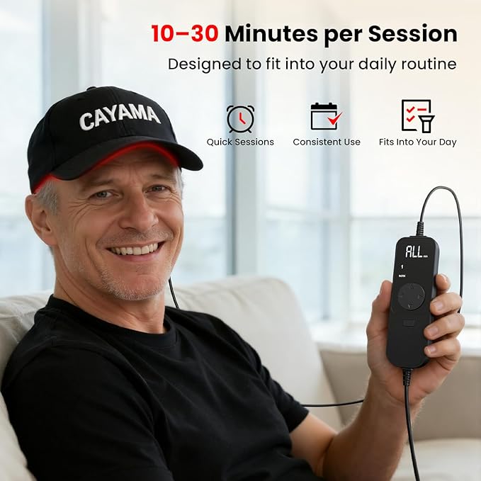 CAYAMA Red Light Hair Growth Cap for Men &amp Women 528 Total Light Emitters Full-Scalp Coverage Adjustable Fit At-Home Scalp Care