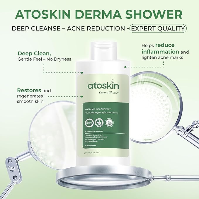 Atoskin Derma Shower (2 Pack) – Herbal Body Cleanser for Oily &amp Acne-Prone Skin with Rosemary &amp 7 Botanical Extracts (18.94 oz)
