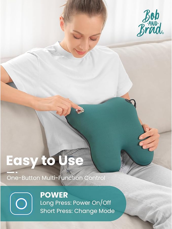 BOB AND BRAD Back Massager with Heat FSA Eligible/HSA Eligible EZBack Corded Back Massager for Pain Relief Deep Tissue Shiatsu Back and Neck Massage Pillow Soothing Full-Body Relief for Women Men