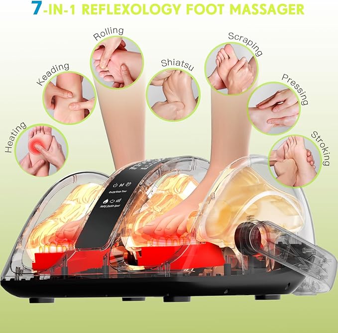 Foot Massager for Neuropathy FSA Eligible HSA Feet Massager with Heat 3-Heating for Circulation and Pain Relief Deep Kneading Rolling for Calf-Feet-Arm Relaxation Plantar Fasciitis