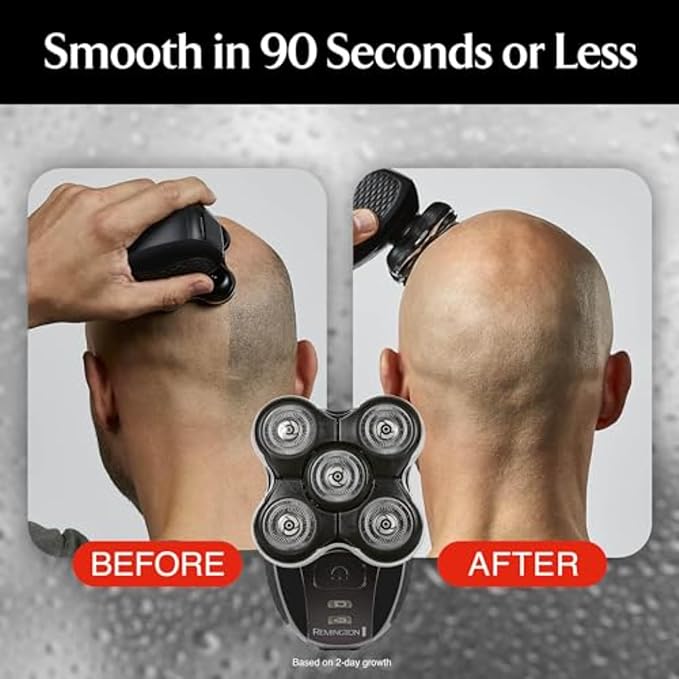 Remington Balder Boss Electric Razor for Head XR7120 - Premier Wet/Dry Bald Head Shaver Japanese Steel Blades Cordless Rechargeable Effortless Head Shaving with Precision Dual Track Heads