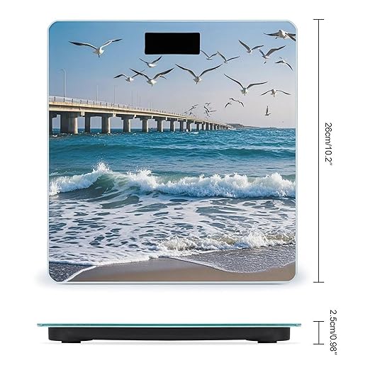 Wave Painting Bathroom Scale for Body Weight Bathroom Weighing Scales with Back Lit LED Display Sturdy Tempered Glass Body Weight Bathroom Scale 400lb Weighing
