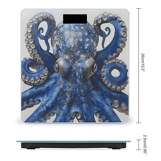 Blue Octopus Digital Bathroom Scale for Body Weight Weighing Scale with Backlit LCD Display High Precision Measurements &amp Measures Weight Up to 180kg