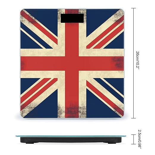 UK Flag Bathroom Scale Large LCD Backlight Display Digital Scale Rounded Corners Body Scales Automatic Power On/Off Bathroom Scales for Home Bedrooms