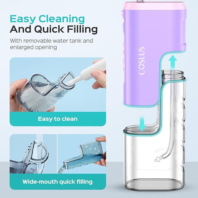 COSLUS Kids Water Dental Flosser &amp Cordless Mini Water Teeth Flossers Deep Cleaning Picks 4 Modes for Ages 6+ Safe Waterproof Flosser