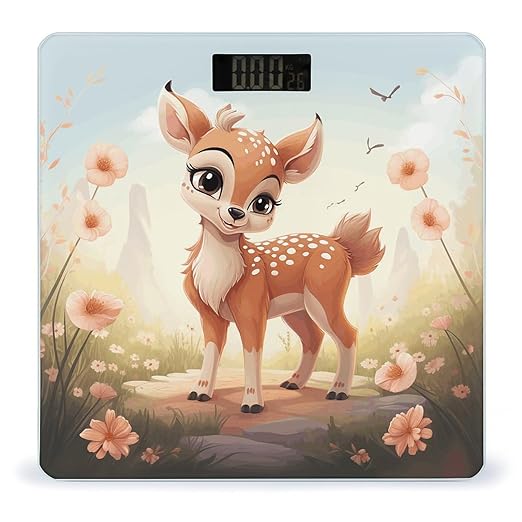 Lovely Deer Bathroom Scale for Body Weight Bathroom Weighing Scale with Backlit LCD Display Highly Accurate Measures Weight Up to 180kg