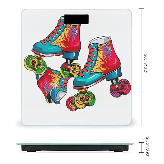 Colorful Roller Skates Weight Scale Digital Electronic Scales Bathroom Scale Larg LCD Backlight Display High Precisio MeasurementsTempered Glass