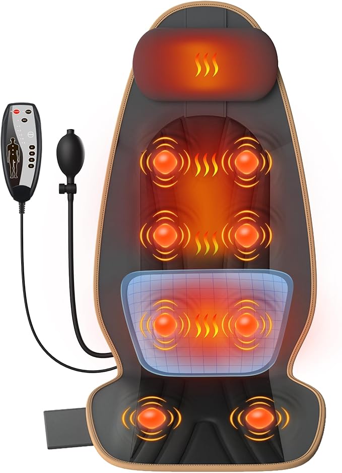 SLOTHMORE Vibration Back Massage Cushion with Heat Back Massager Cushion with 5 Massage Modes Heated Massage Pad for Office Chair &amp Home Relaxation