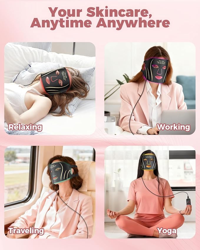 Red Light Therapy Mask for Face LED Face Mask Light Therapy with Remote Portable Infrared Light Therapy Skin Care Device with Timer Function for Home &amp Travel