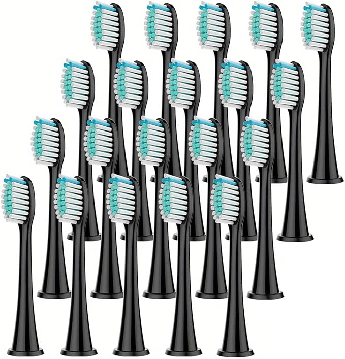 Electric Toothbrush Head Replaceable Sonic Electric Suitable for Philips Sonicare's Brush(Black 20pc)