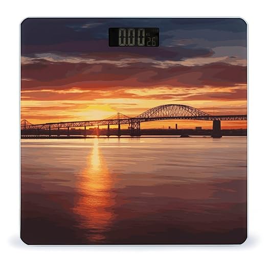 Newark Bay Bridge and Sunset Bathroom ScaleHighly Accurate Digital Weighing Machine for People Bright LED Display Weight Scale for The Aldult Home Use