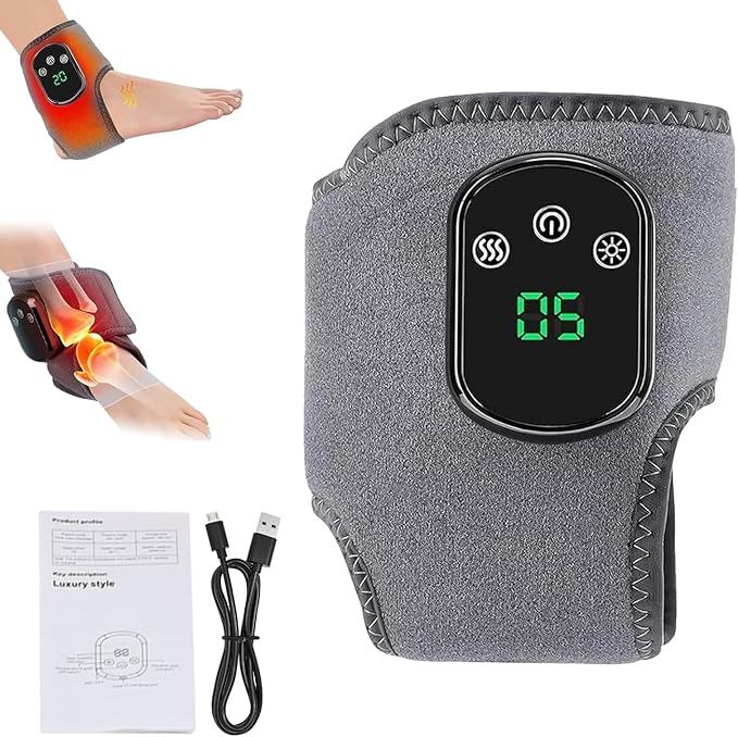 Cordless Ankle Massager with Heat 3 in 1 Foot Massager USB Rechargeable Heating Wrap with 5 Heat Levels &amp 3 Vibration Modes Shiatsu Massage for Foot Pain Relief Arthritis Sprains
