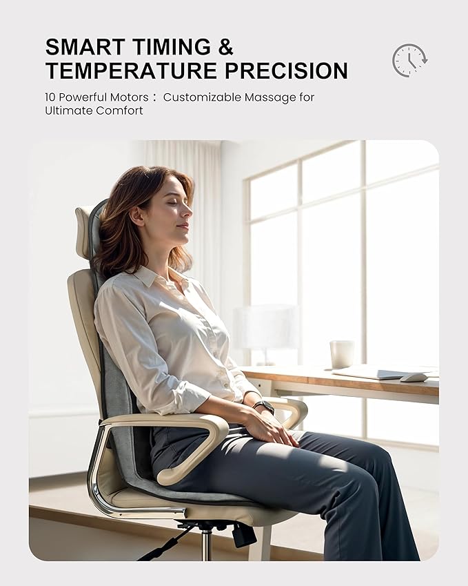 COMFIER Back Massager with HeatMassage Chair PadMassage Seat Cushion with Adjustable Lumbar SupportBack Massage for Pain ReliefChair Massager for ReclinerGifts for Women Men Mom Dad
