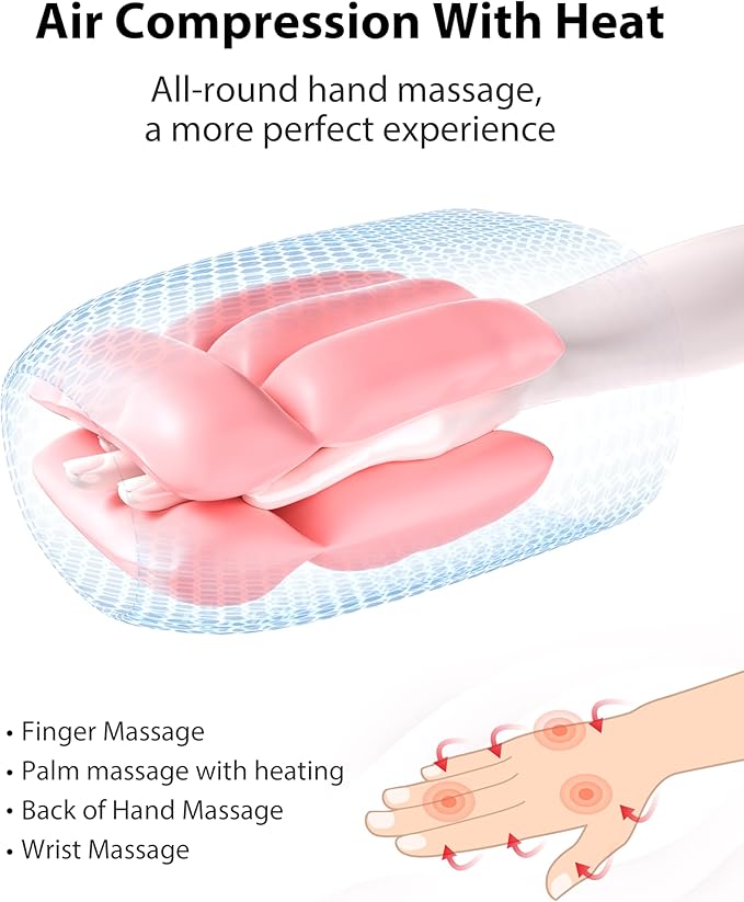 CINCOM Upgraded Hand Massager with Heat and Compression for Arthritis and Carpal Tunnel - Cordless &amp Rechargeable Gifts for Women