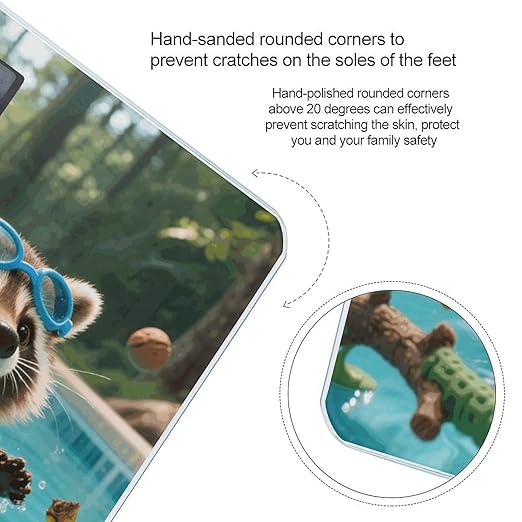 Raccoon Pool Dash Weight Scale Cute Bathroom Scale for Body Highly Accurate Digital Weighing Machine for People Compact LCD Display Scales with Sturdy Toughened Glass Scales