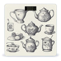 Hand Drawn Teapots and Cups Weight Scale Large Bathroom Scales Digital Weight with Bright LED Display Non Slip Automatic Weighing Scale Fashion Weighing Machine for Body