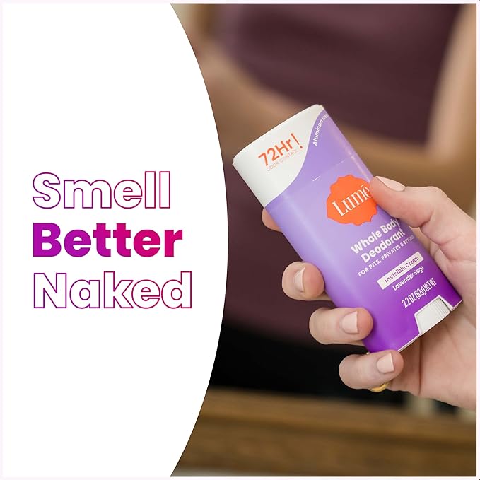 Lume Deodorant Cream Stick - Underarms and Private Parts - Aluminum-Free Baking Soda-Free Hypoallergenic and Safe For Sensitive Skin - 2.2 Ounce (Pack of 2) (Lavender Sage)