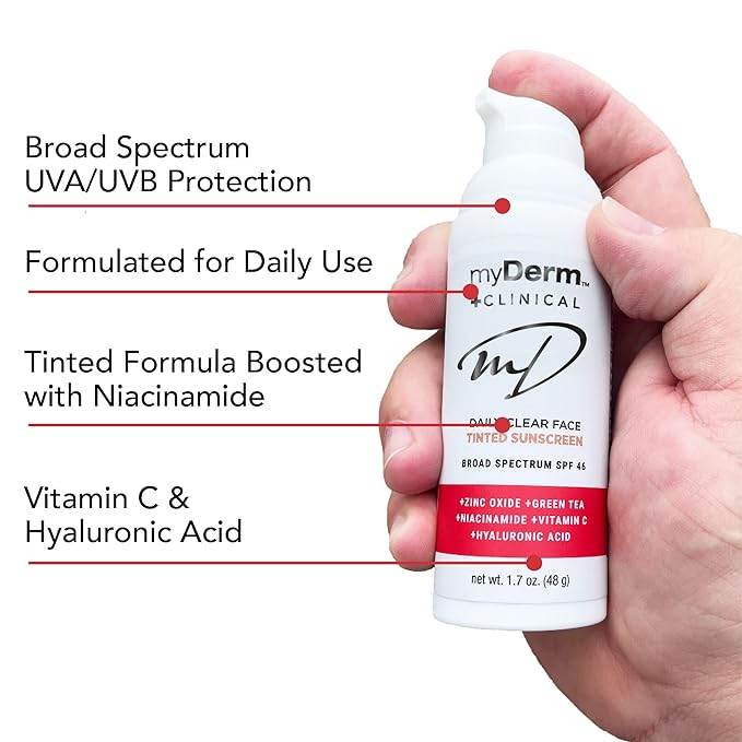 myDerm CLINICAL SPF 46 TINTED Zinc Sunscreen Lotion