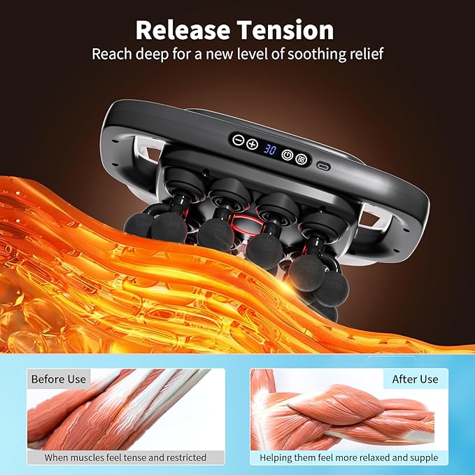 20-Head Massage Gun 30 Intensity Levels 3 Modes Deep Tissue Massager with 50KG Force &amp Noise-Free Motor for Neck Back Legs Shoulders Portable for Full Body Muscle Recovery
