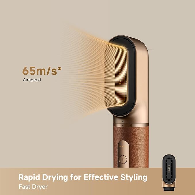 DREAME AirStyle Suite Pro Hair Styler &amp High-Speed Dryer 110000 RPM Motor 3 Essential Snap-On Attachments for Curling Volumizing &amp Fast Dry Frizz Control Cool Shot Luxury Leather Travel