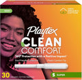 Playtex Clean Comfort Organic Cotton Tampons Super Absorbency Fragrance-Free Organic Cotton - 30ct