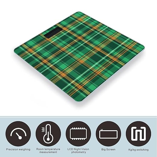 Women's Digital Bathroom Weighing Scale Automatic Switch Energy Saving Scale Smart Scale for Body Weight Green Scottish Tartan Plaid