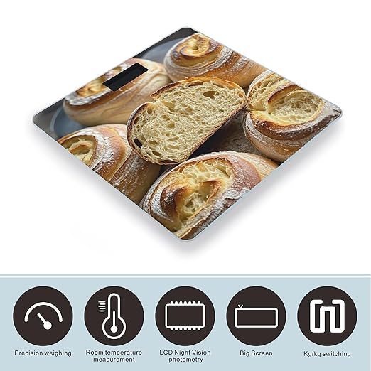 Painted Bread Scale for Body Weight Digital Bathroom Scale Toughened Glass High Precision Scales for Body Weight with Large LCD Backlight Display Weight Scales