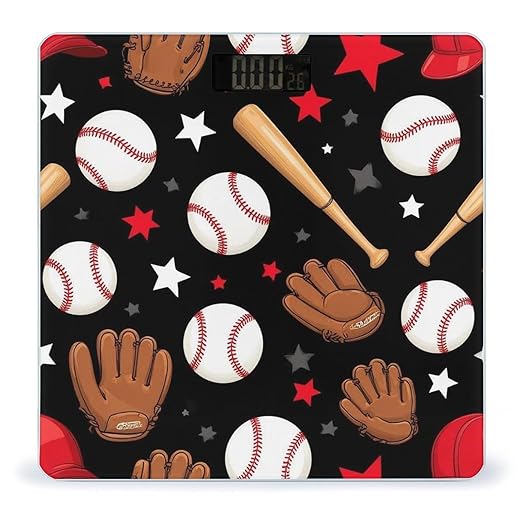 Smart Scale for Body Weight Digital Bathroom Weighing Scale Energy Saving Scale Red Black Baseball