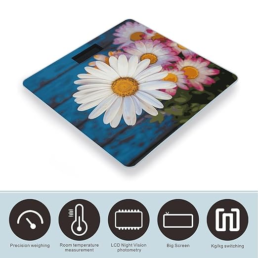 Barberton Daisy Weight Scale Digital Electronic Scales Bathroom Scale Larg LCD Backlight Display High Precision MeasurementsTempered Glass