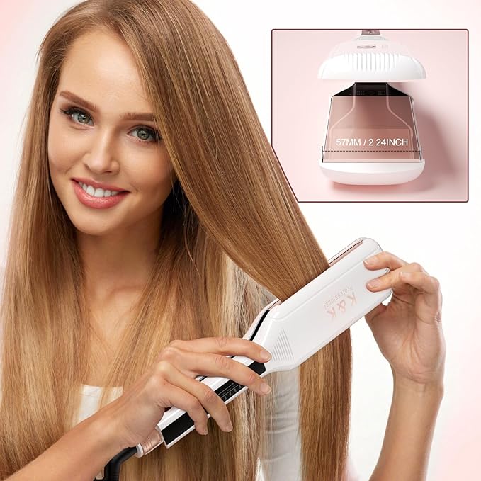 K&ampK 2.25 Inch Flat Iron Hair Straightener Professional Extra Wide Hair Straighteners for Therapy Keratin 3D Floating Ceramic Tourmaline Coating Plate Irons for Thick Hair Damage and Frizz