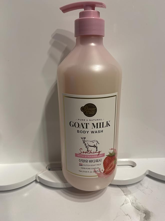 Pure &amp Natural Goat Milk Body Wash Strawberry Scented Pink special Easter gift