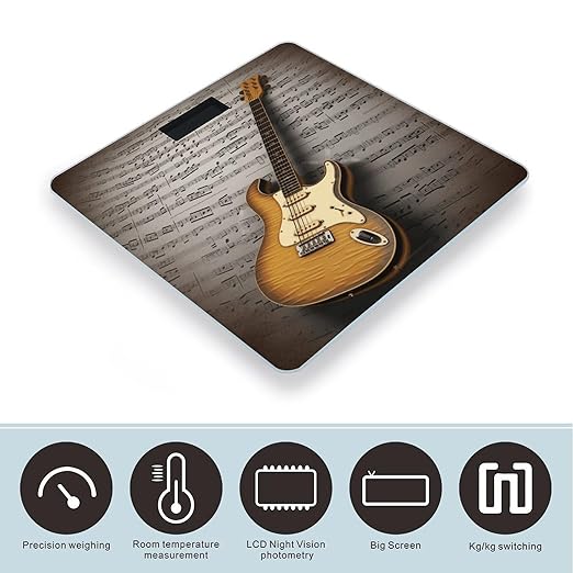 Note Guitar Bathroom Scale Large LCD Backlight Display Digital Scale Rounded Corners Body Scales Automatic Power On/Off Bathroom Scales for Home Bedrooms