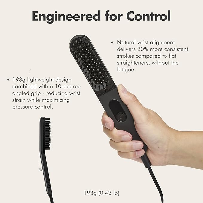 Aberlite Slim Beard &amp Hair Straightener - Anti-Scald Comb Tooth - Ionic Conditioning - Heated Brush - Straightening Comb for Men - for All Beard Types