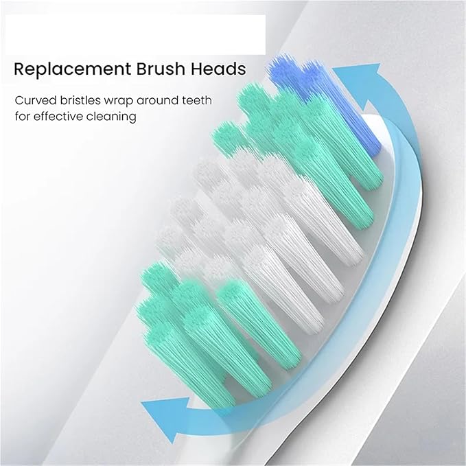 Compatible for Aquasonic 10PCS Large Replacement Brush Heads - Crescent-Shaped Soft Bristle Deep Clean for Series Toothbrushes(White)