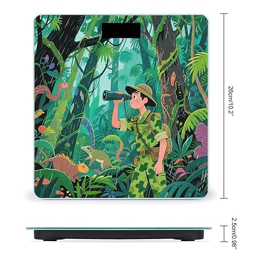 Tropical Rainforest Bathroom Scale for Body Weight Bathroom Digital Electronic Weighing Scale with Back Lit LED Display Sturdy Tempered Glass Weight Watchers Scales 400lb