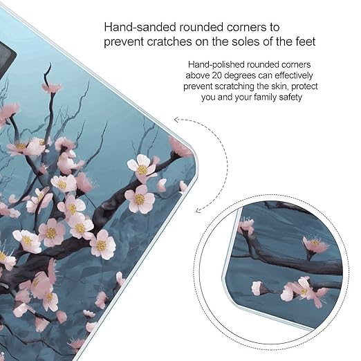 Cherry Blossom Digital Bathroom Scale for Body Weight Weighing Scale with Backlit LCD Display High Precision Measurements &amp Measures Weight Up to 180kg