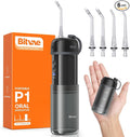 Bitvae P1 Water Dental Flosser Travel Water Teeth Picks Cordless Mini Water Cleaner Picks with Telescopic Water Tank IPX7 Waterproof Flossing Cleaning Picks Brace &amp Sensitive Teeth Care Black