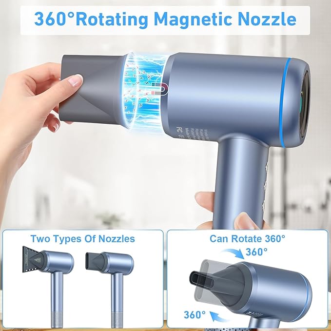 High Speed Hair Dryer and 6 in 1 Curling Wand with Bubble Curling