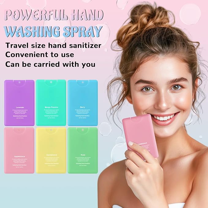 Dansib 24 Pack Hand Sanitizer Spray Bulk Travel Size Hand Sanitizer Mini Pocket Spray Gifts for Coworker Staff Teacher Holiday Favor(Multicolor24 Pcs)