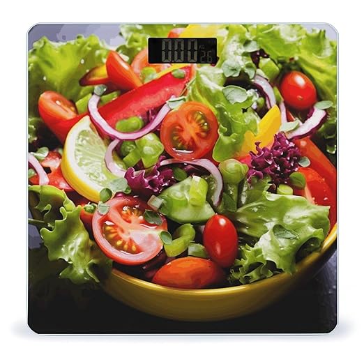 Colorful Various Salad Weight Scale Digital Electronic Scales Bathroom Scale Larg LCD Backlight Display High Precision MeasurementsTempered Glass